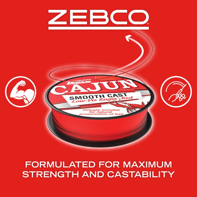 Zebco Cajun Smooth Cast Monofilament Fishing Line, Low-Vis Raginâ€™ Red Quarter Pound Spool, 1,450-Yards, 10-Pound, Virtually Invisible, Natural Presentation - Image 2
